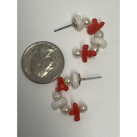 Lele Sadoughi Riviera Beaded Huggie Small Hoop Earrings New W/Flaw - Picture 5 of 8